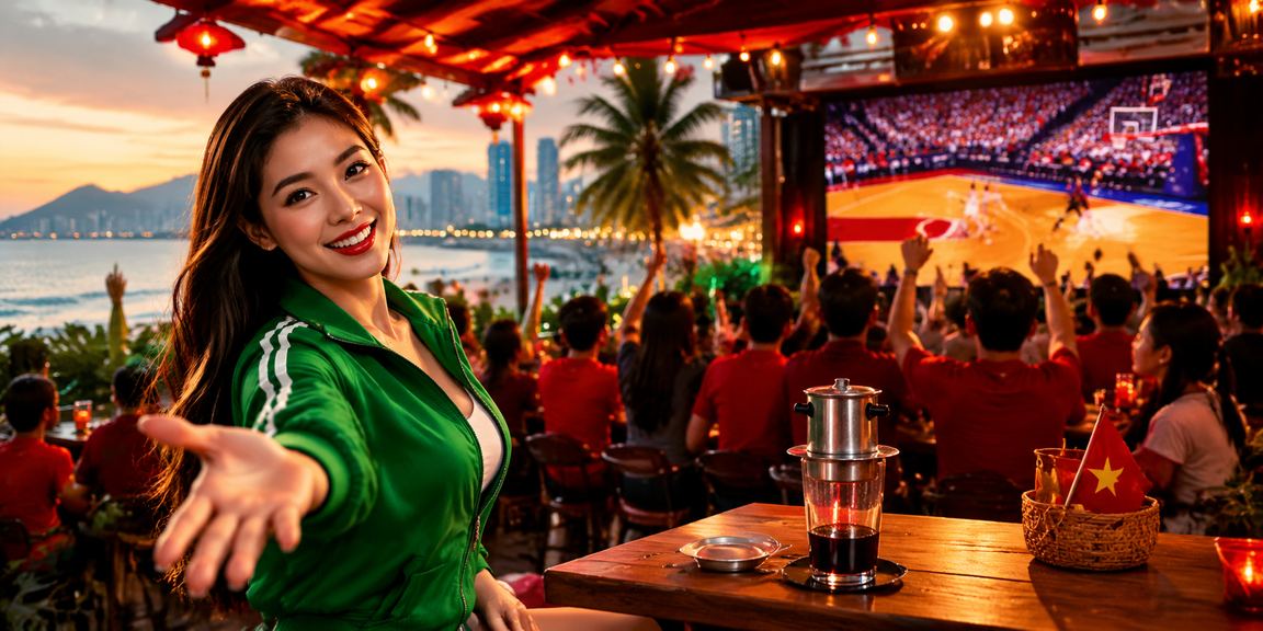 Người hâm mộ theo dõi kèo bóng rổ tại quán cà phê Nha Trang